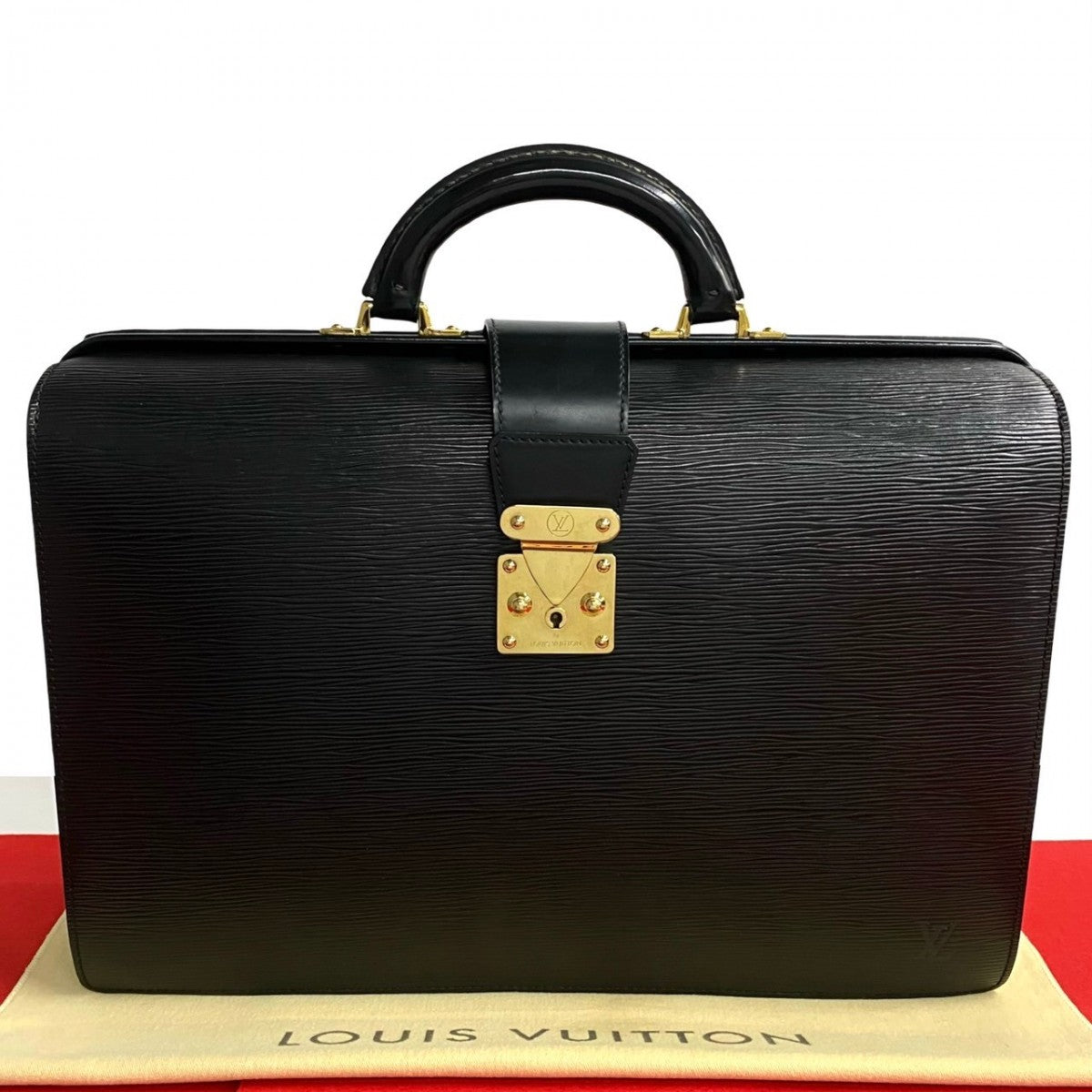 LOUIS VUITTON Business bag leather black Epi Cerviet Fermoire mens Used