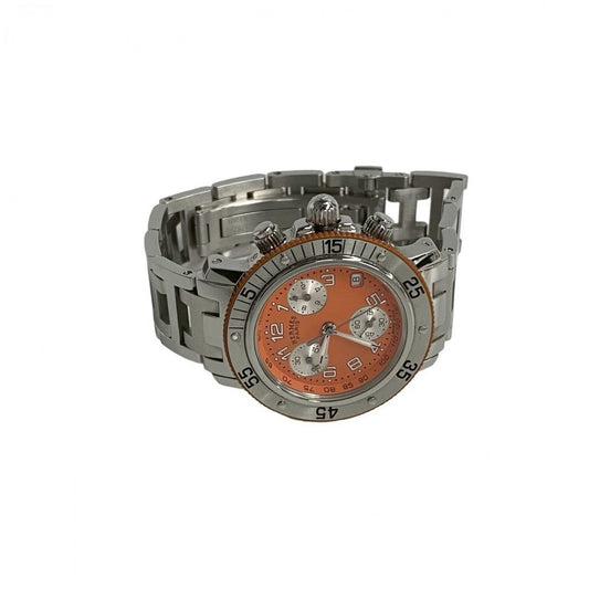 HERMES Watches Quartz CL2.916 Stainless Steel Silver Clipper Diver Chronograph Orange dial