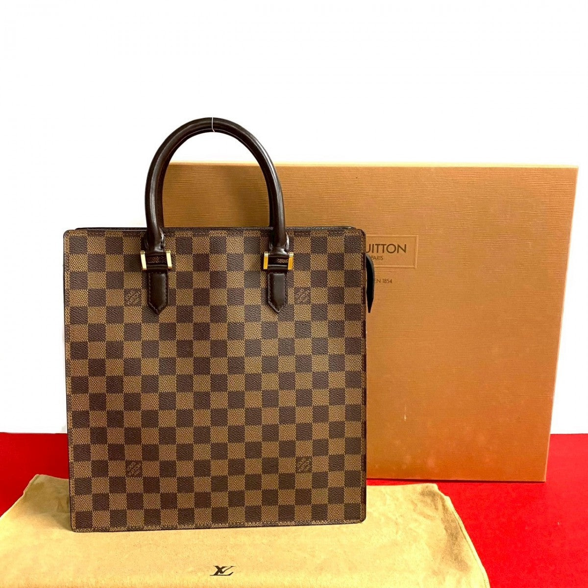 LOUIS VUITTON Handbag leather Brown Damier Venice PM