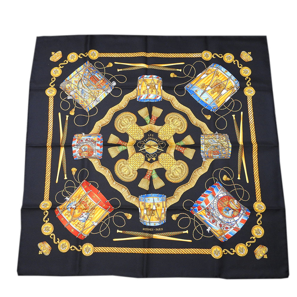 HERMES scarf silk black Carre90 Women Used