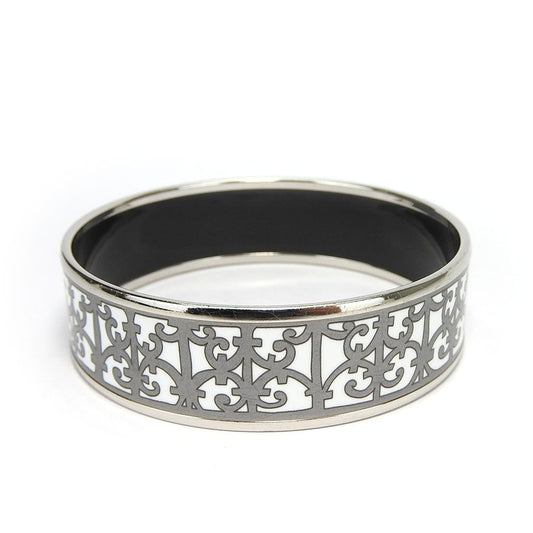 HERMES Bangle Enamel, Metal white Emilel GM Women Used