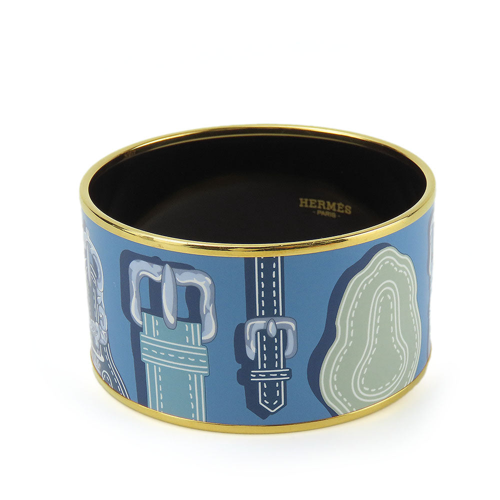 HERMES bracelet Metal, Cloisonne Blue type Emile TGM Women Used