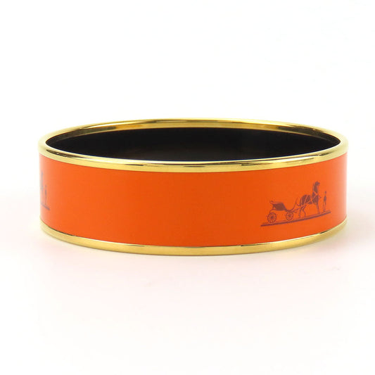 HERMES Bangle Metal, Cloisonne Orange Emilel GM Women Used