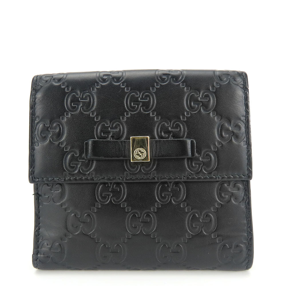 GUCCI Bifold Wallet 406925 Sima leather black Women Used