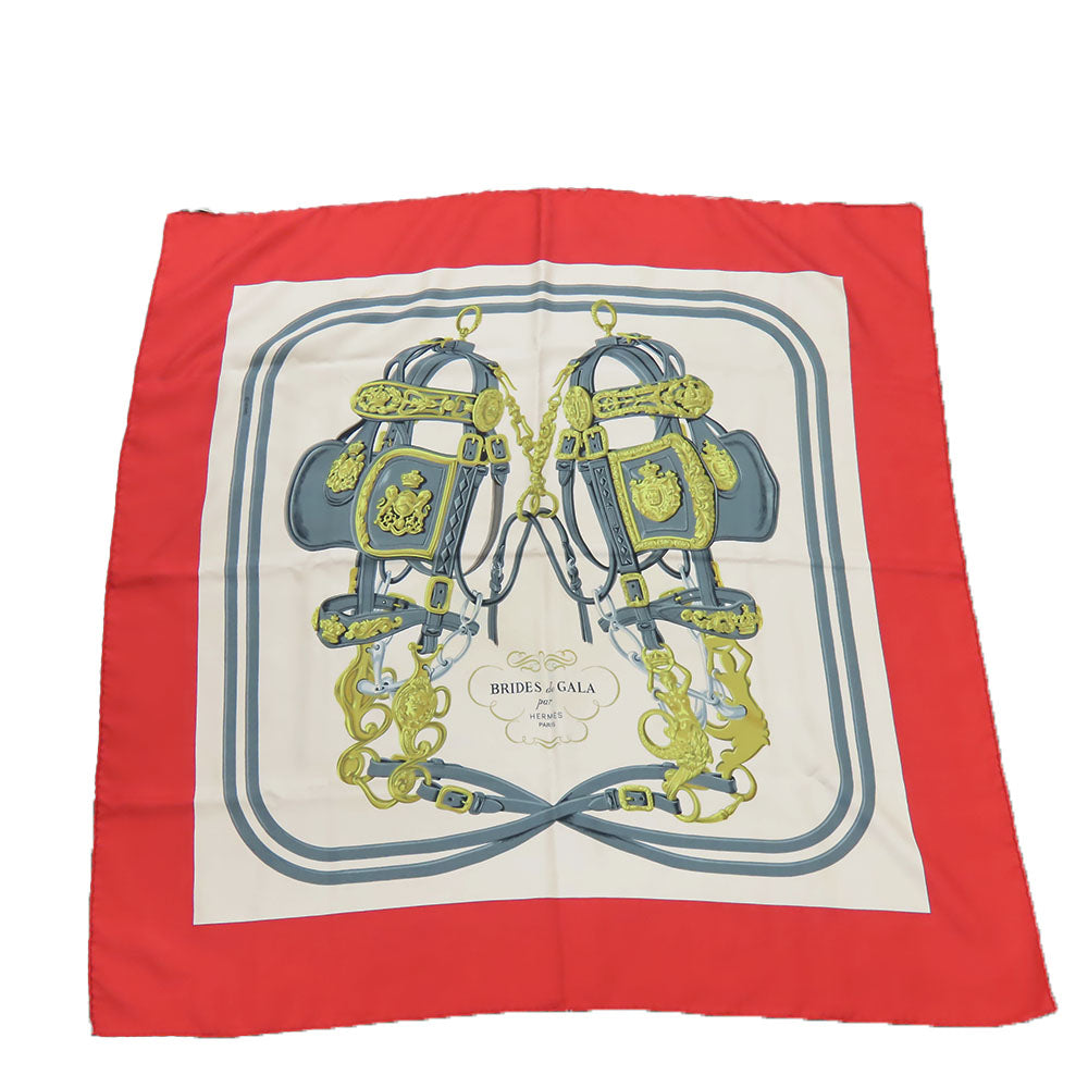 HERMES scarf silk Red Carre90 Women Used