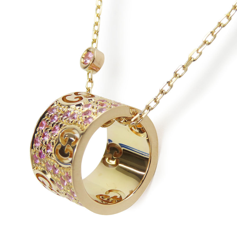 GUCCI Necklace K18 Pink Gold, Pink Sapphire Pink gold Star dust icon Women Used