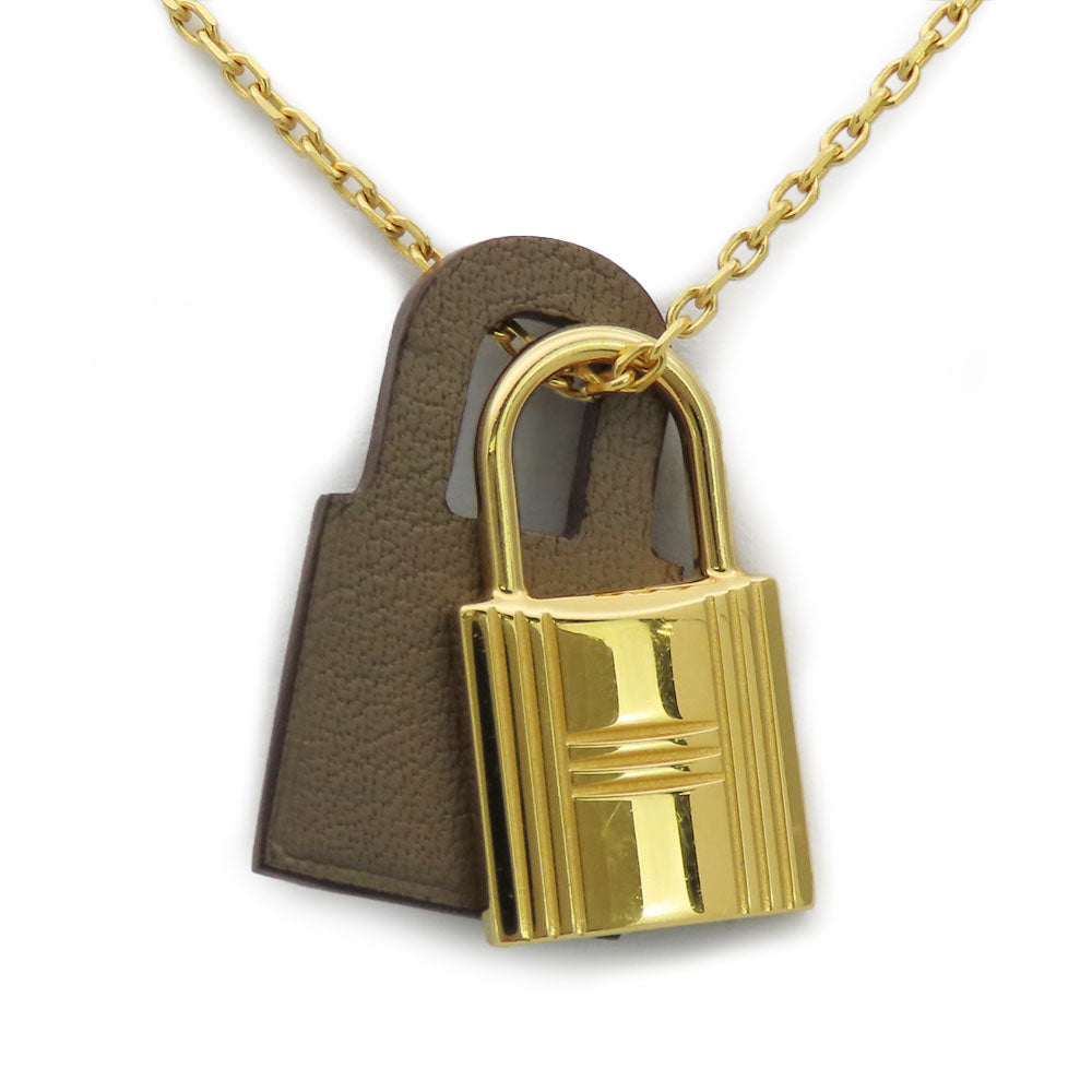 HERMES Necklace Metal, Leather gold Okeley Women Used