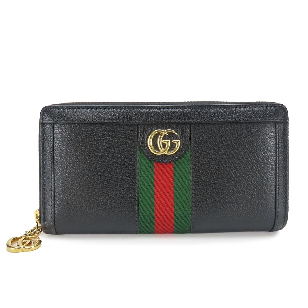 GUCCI Long Wallet Purse 523154 leather black Sherry line