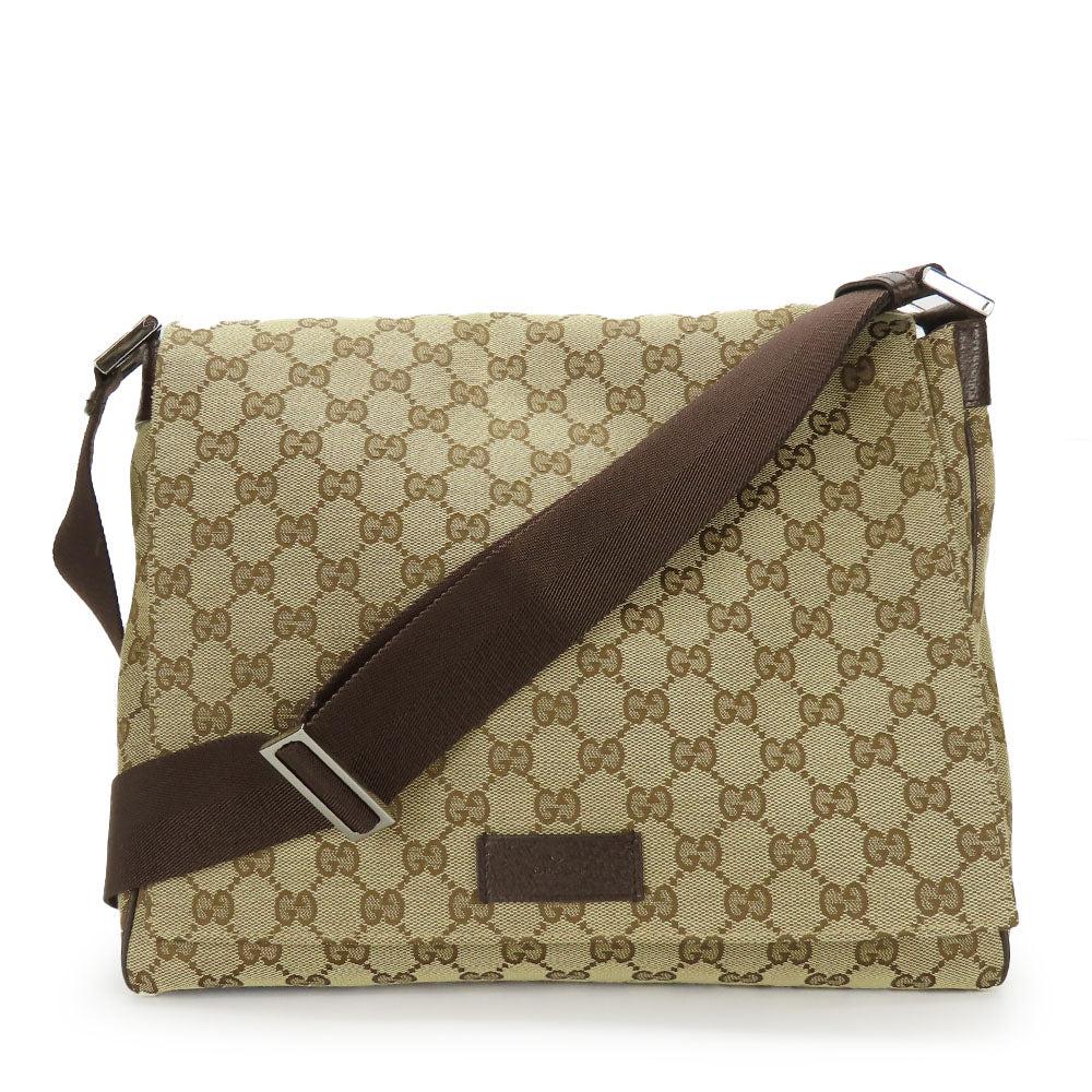 GUCCI Shoulder Bag 146236 GG canvas, leather beige unisex(Unisex) Used