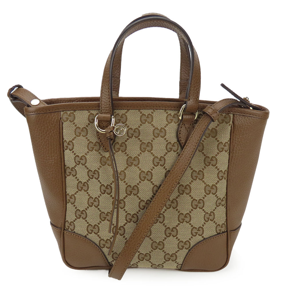 GUCCI Handbag 449241 Leather, GG canvas Brown Women Used