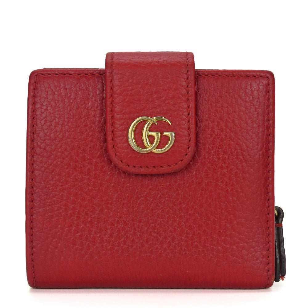 GUCCI Bifold Wallet 523193 leather Red GG Marmont Women Used