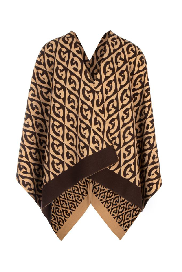 Gucci GG Rhombus Poncho In Brown