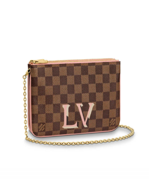 Louis Vuitton Double Zip Pochette Damier Ebene Louis Vuitton Print
