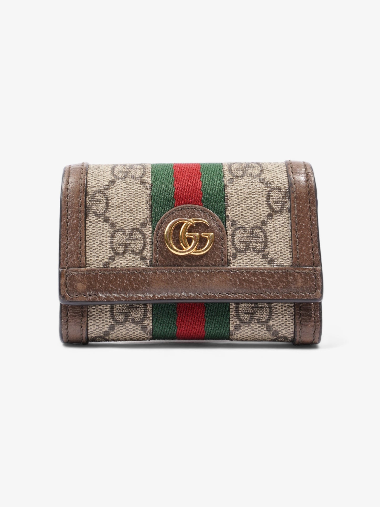 Gucci Ophidia GG French Flap Wallet GG Supreme / Red / Green Coated Canvas