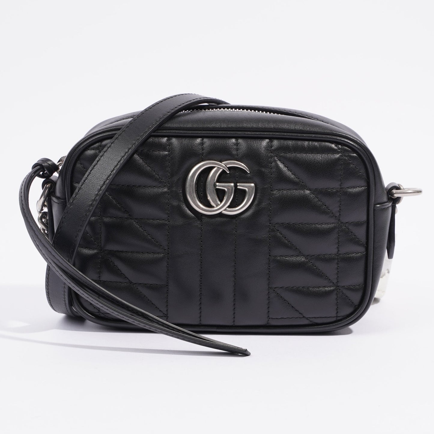 Gucci Marmont Zip Black Matelasse Leather Mini