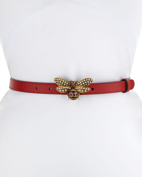 Gucci Queen Margaret Leather Belt in Red