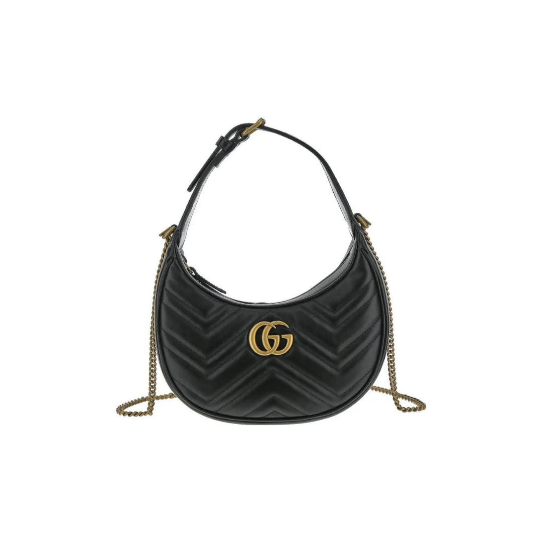 Gucci GG Marmont Half Moon Shaped Shoulder Bag small (black / white)