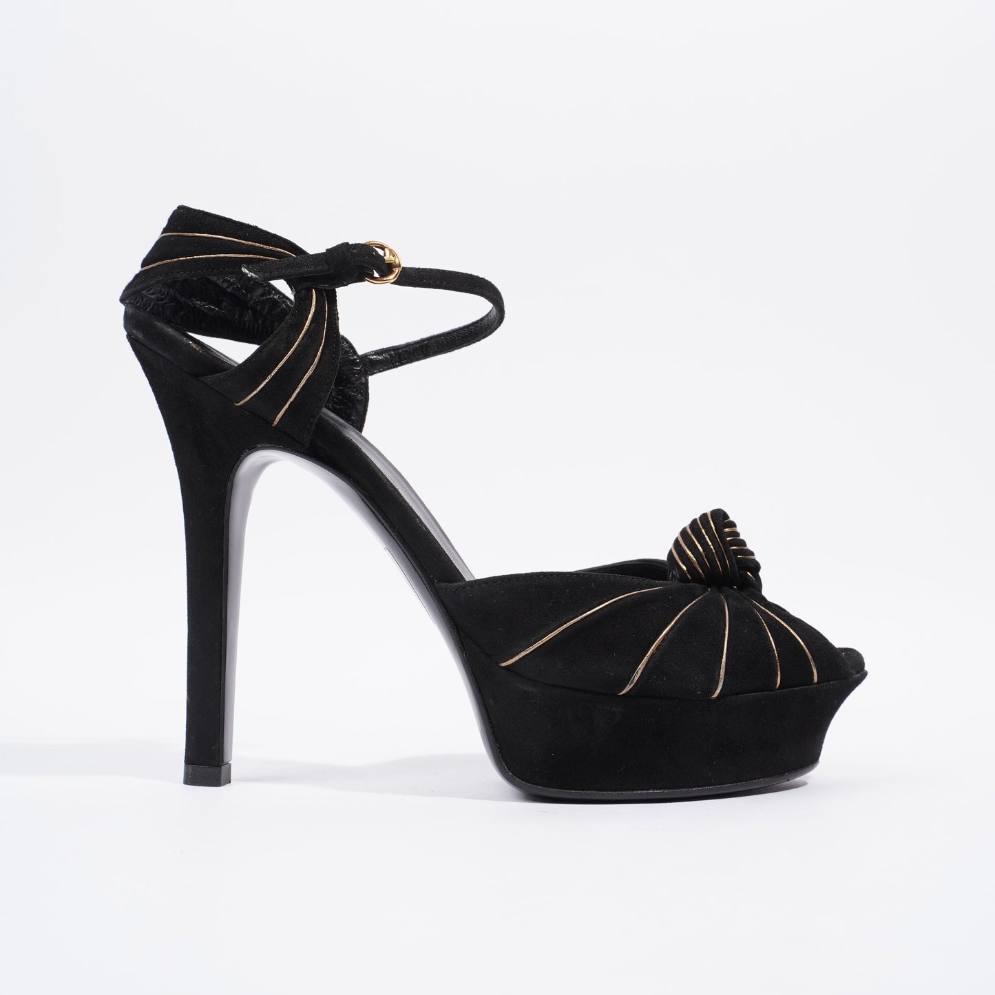 Gucci Heeled Sandal 120 Black Suede EU 38 UK 5