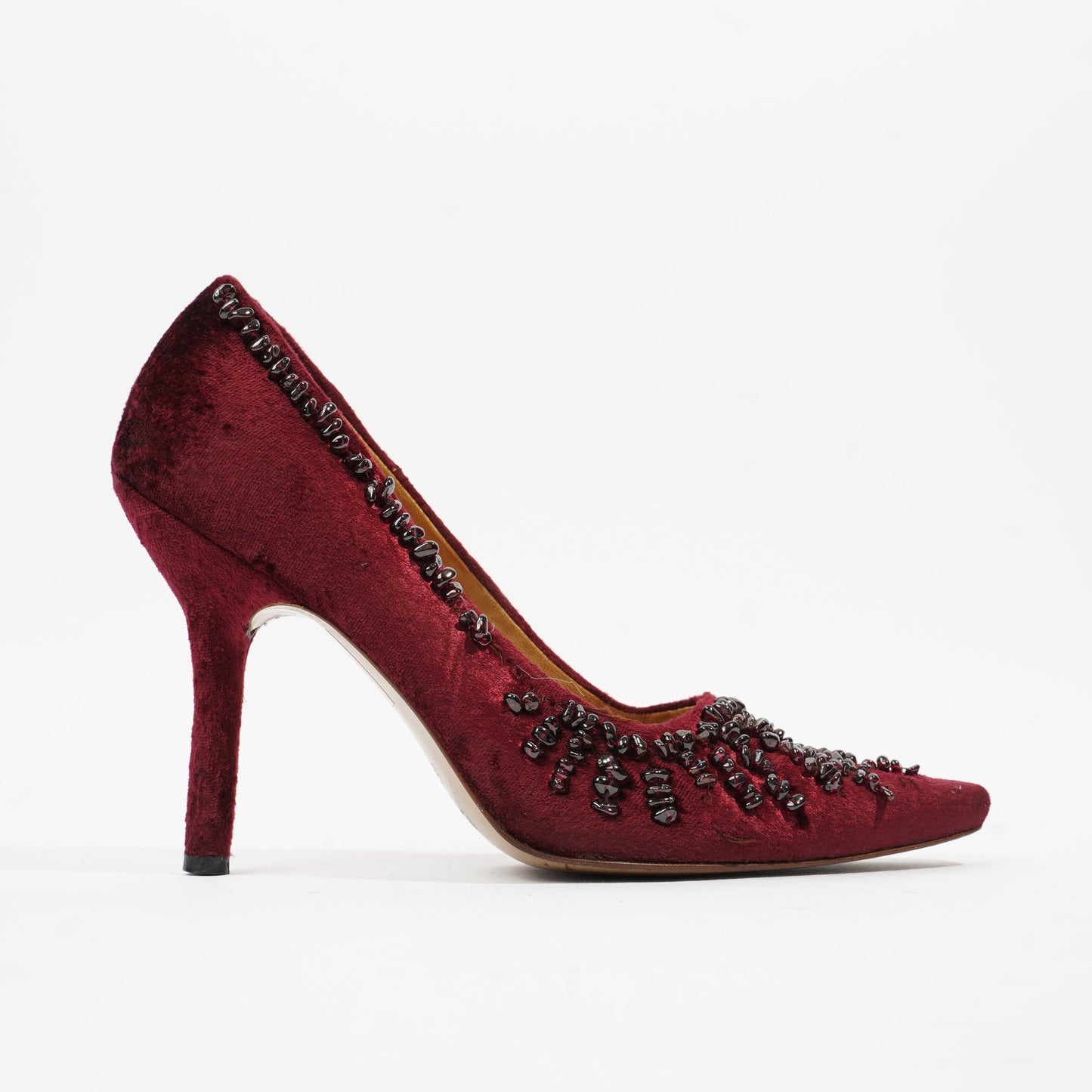 Gucci Ruby Pumps 90 Burgundy Velvet EU 37.5 UK 4.5