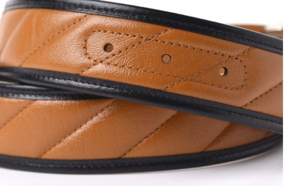 Gucci Logo Buckle Matelasse Leather Belt