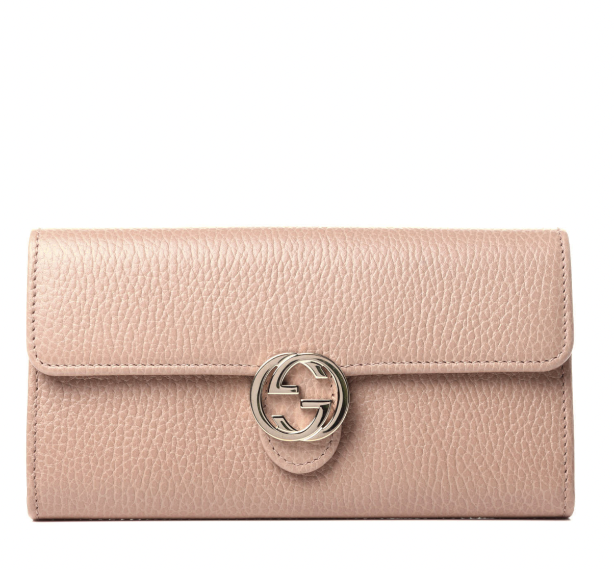 GUCCI Dollar Calfskin Interlocking G Continental Wallet in Antique Pink