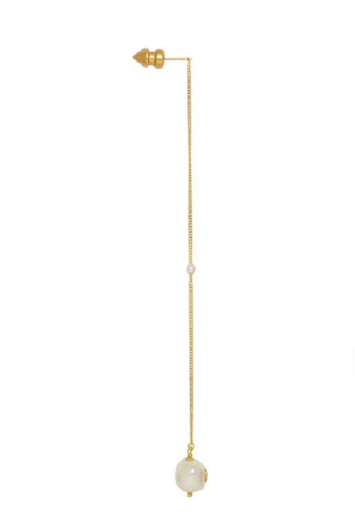 GUCCI Gold Single GG Pearl Chain Earring
