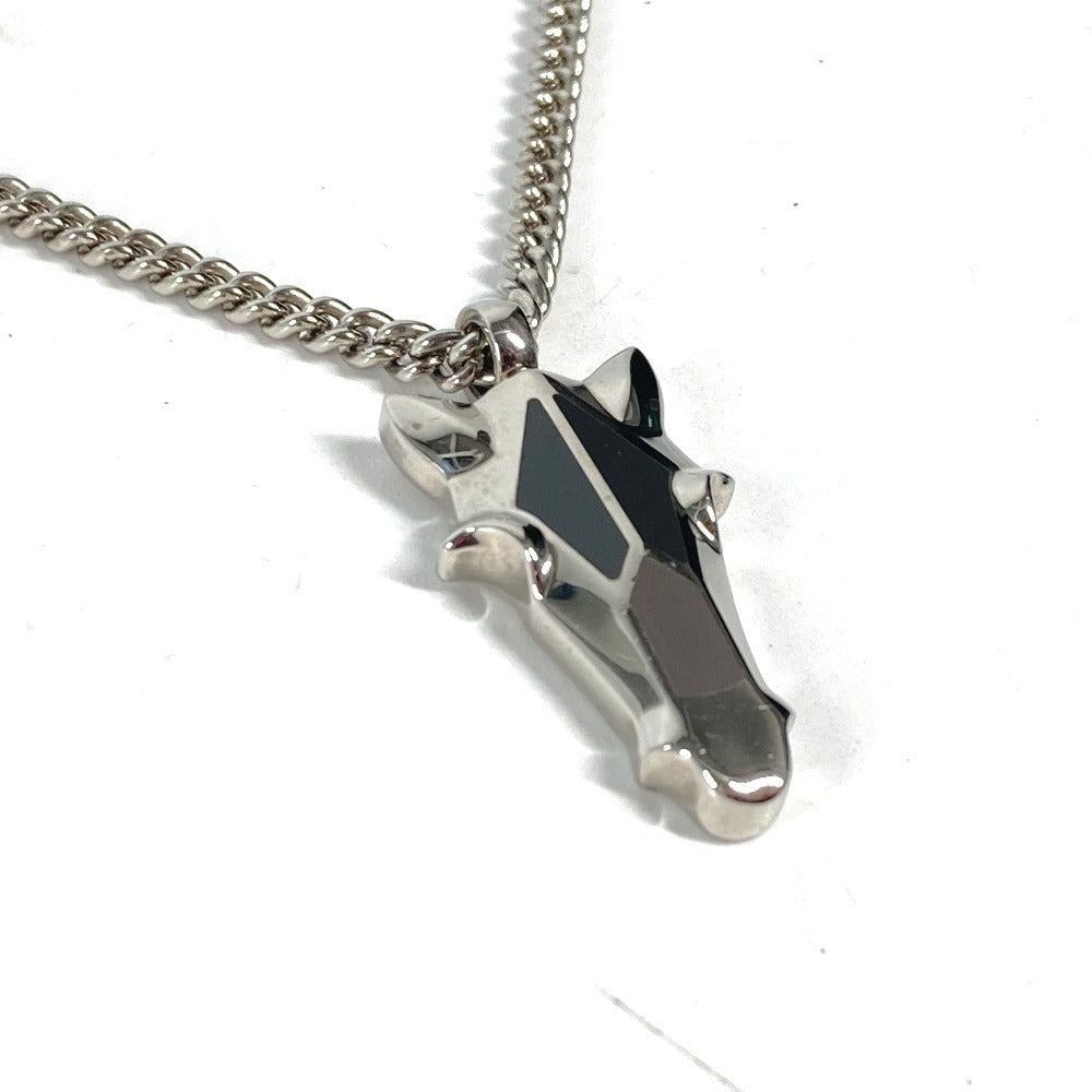 HERMES Necklace Metal, Buffalo Horn Silver Destroyer Horsehead mens Used
