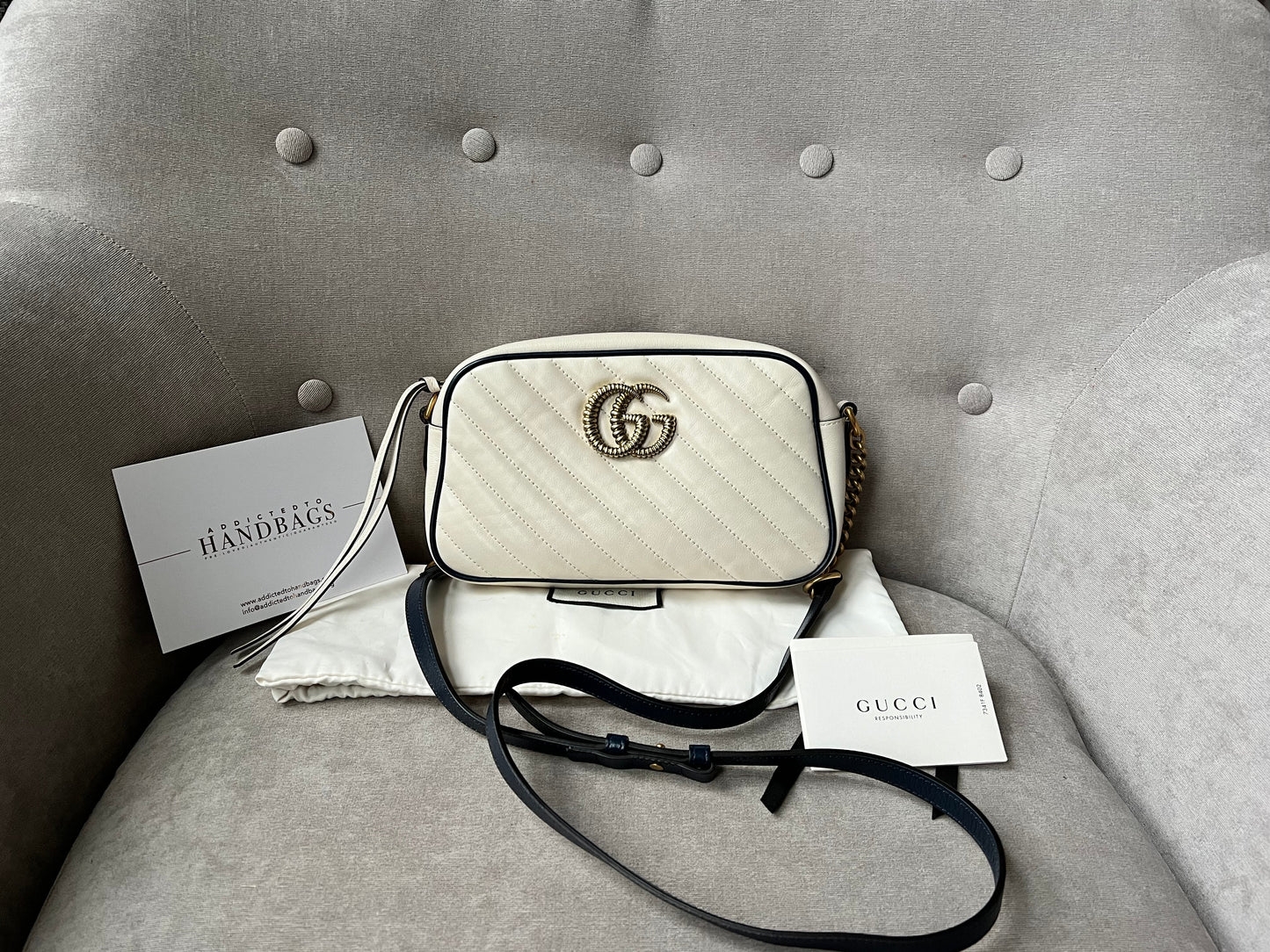Gucci Torchon GG White Marmont Small Shoulder Bag (RRP £1180)