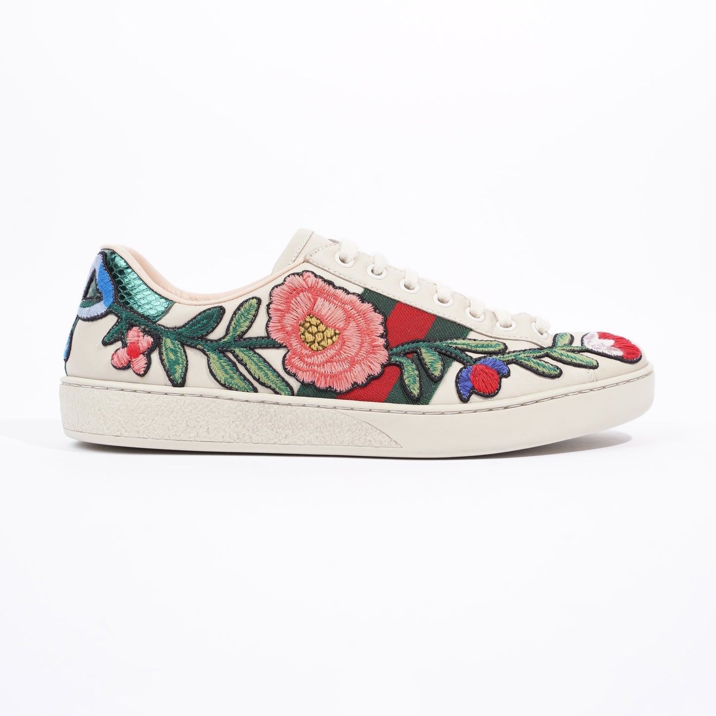 Gucci Mens Ace Floral Off White / Multi EU 40.5 / UK 6.5