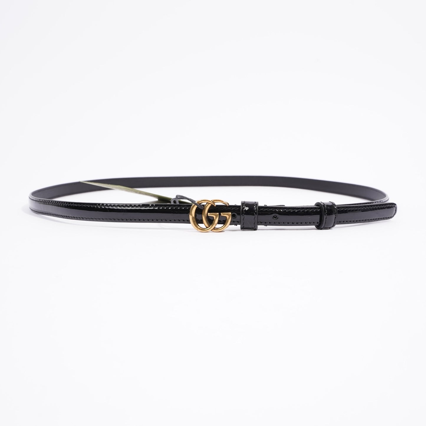 Gucci Womens Marmont Thin Belt Black Patent Leather 90cm - 36"