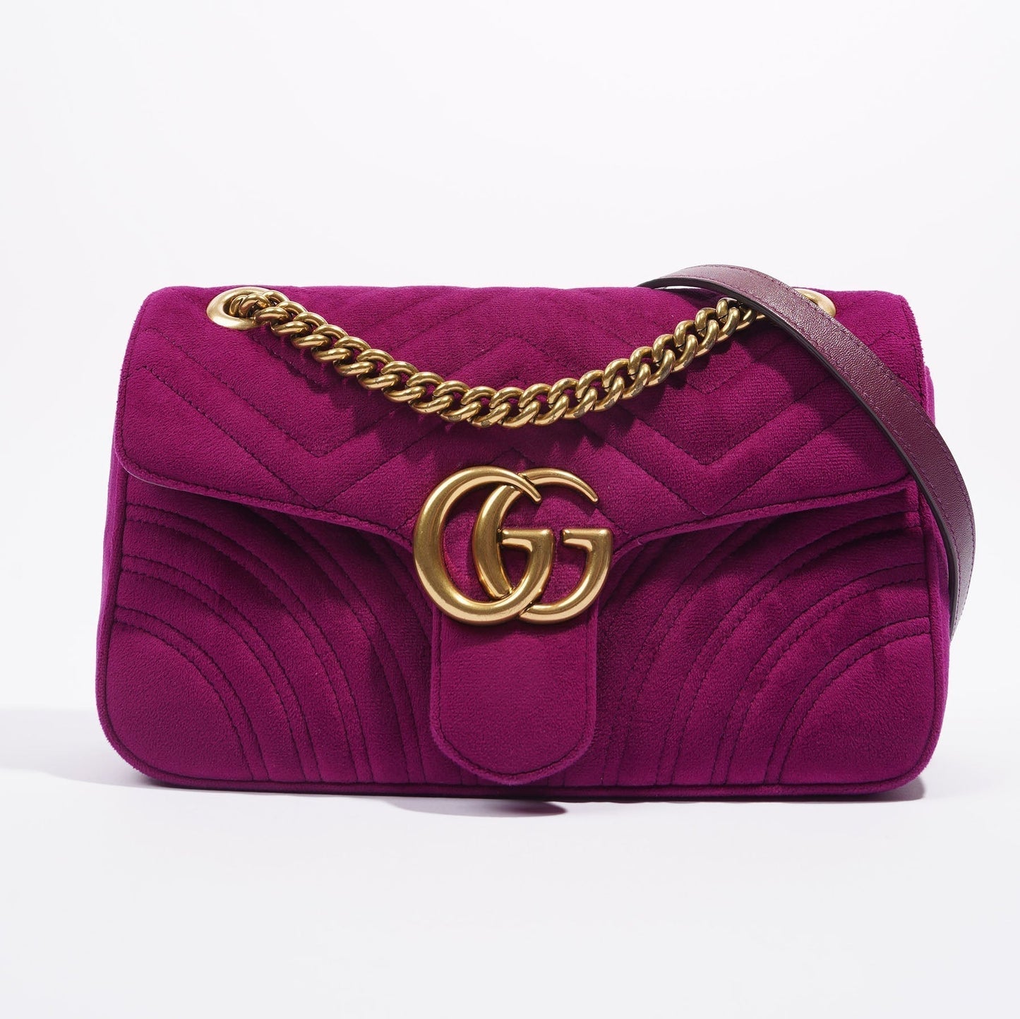 Gucci GG Marmont Flap Bag Purple Velvet Small