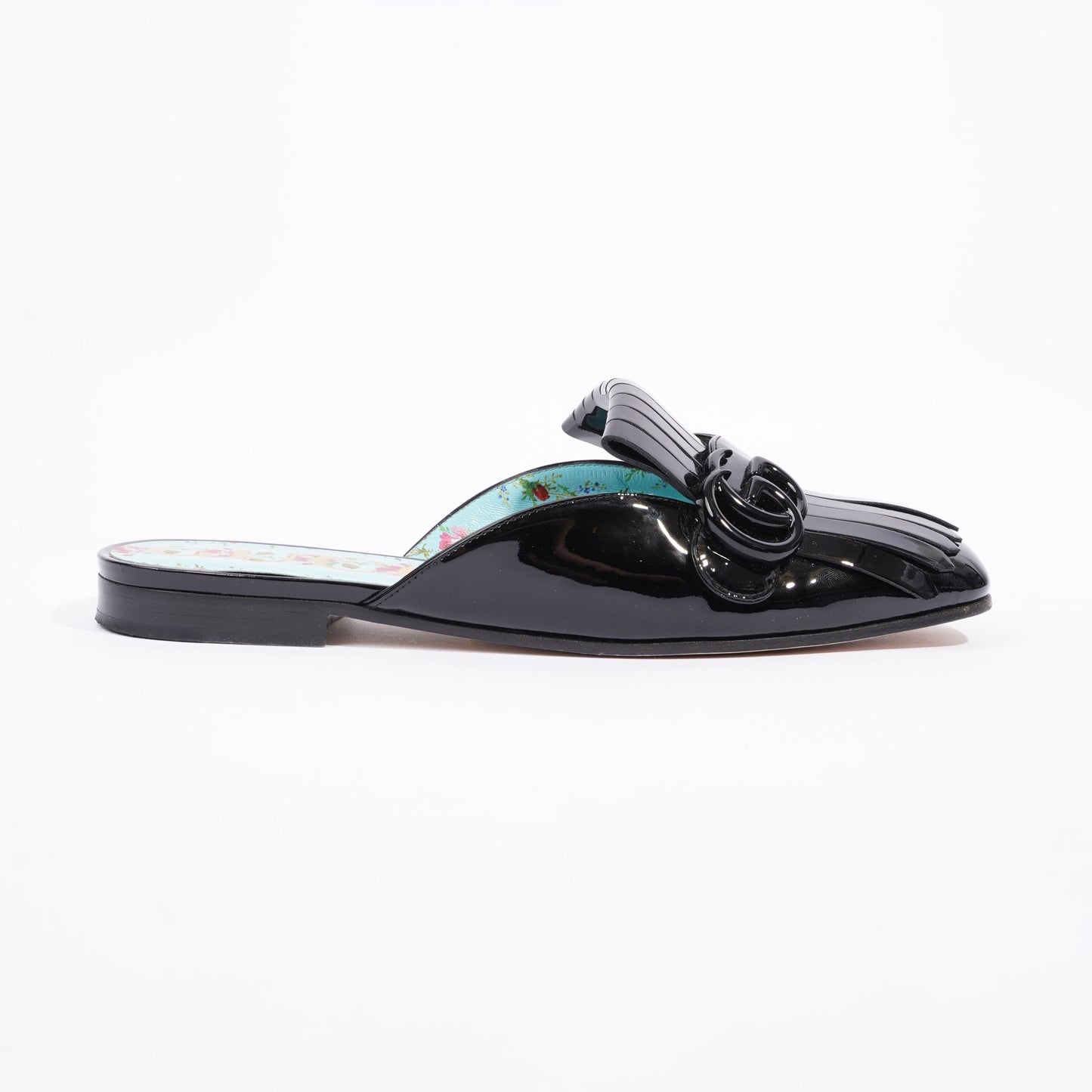 Gucci Womens Vernis Leather Sandal Black EU 37.5 / UK 4.5