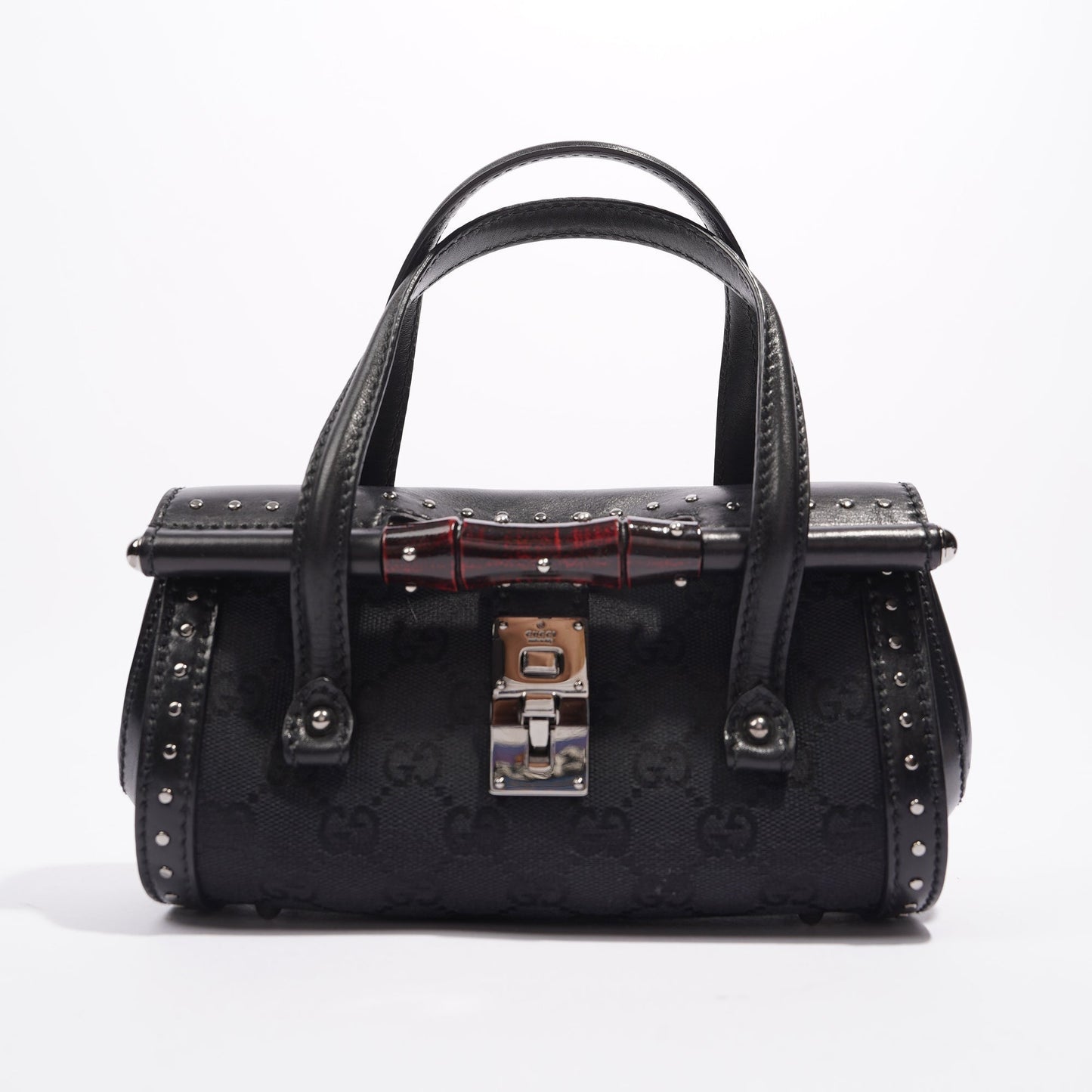 Gucci Womens Vintage Bamboo Top Handle Black