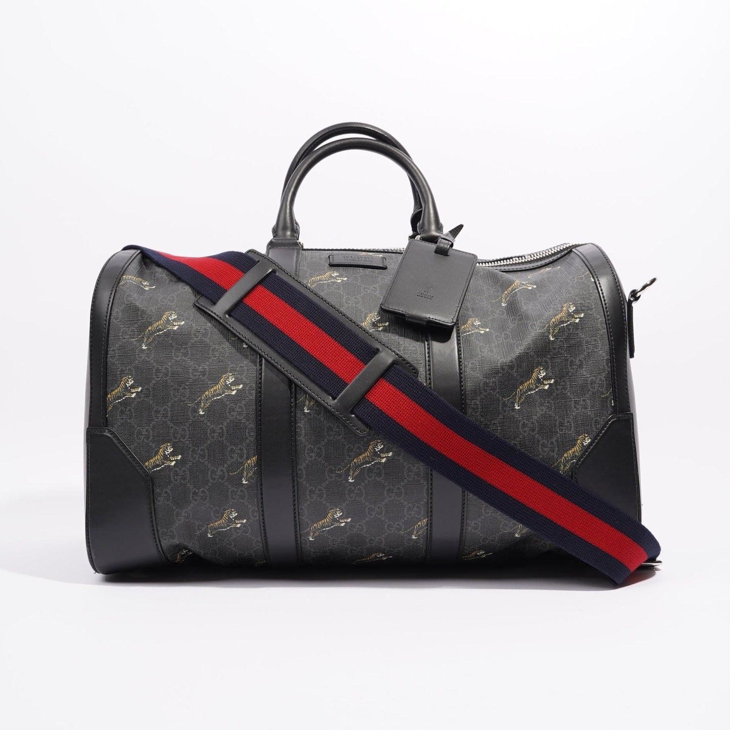 Gucci Mens Supreme Tigers Duffle Grey Canvas