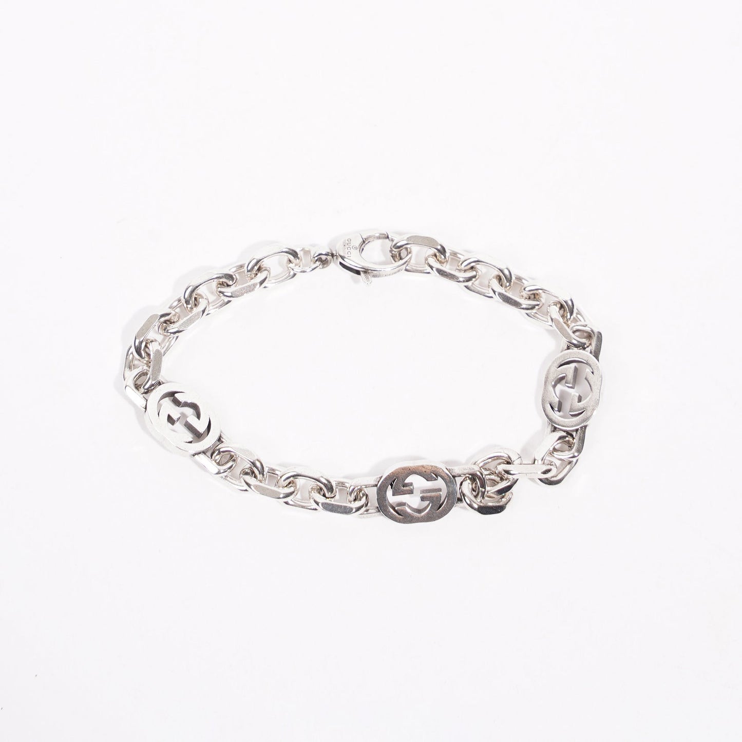 Gucci Mens Interlocking G Bracelet Silver