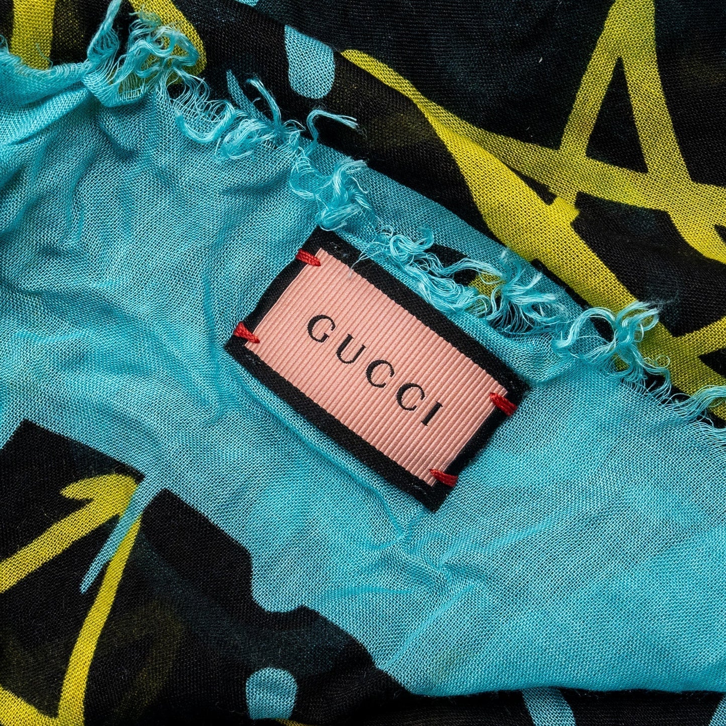 Gucci 140x140 cm Ghost With GG print Star Modal/Silk Scarf Black /Blue Multicolour