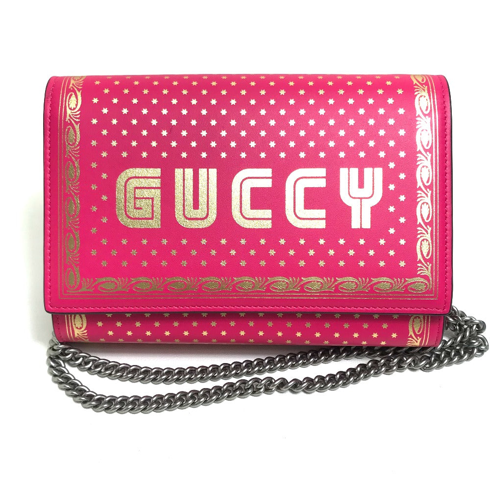 GUCCI Long Wallet Purse 524967 leather Pink / Gold GUCCY logo Women Used