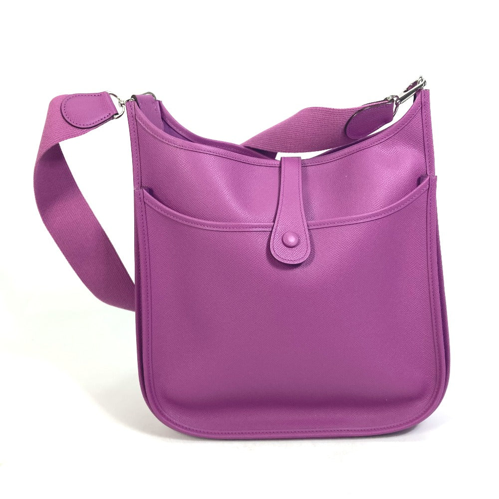 HERMES Shoulder Bag Epsom purple H logo punching Evelyn 2 GM Women Used