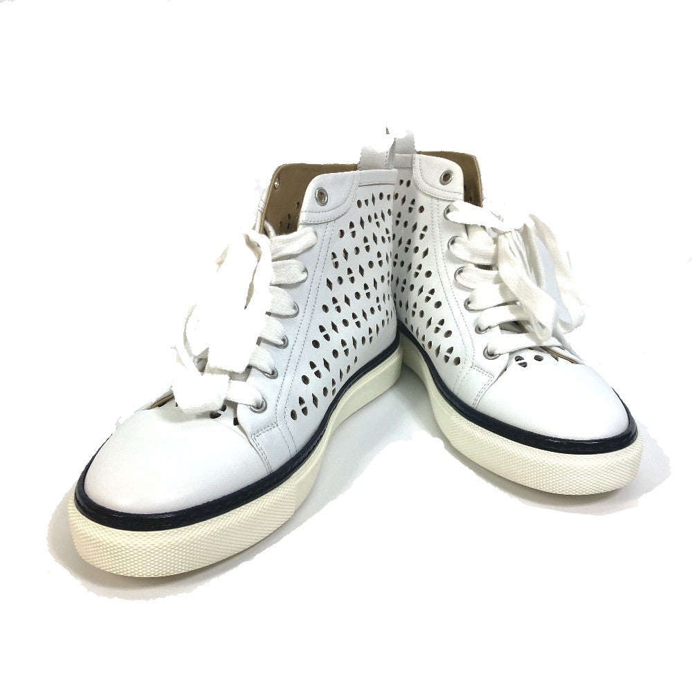 HERMES sneakers leather white punching High cut Women 37 Used