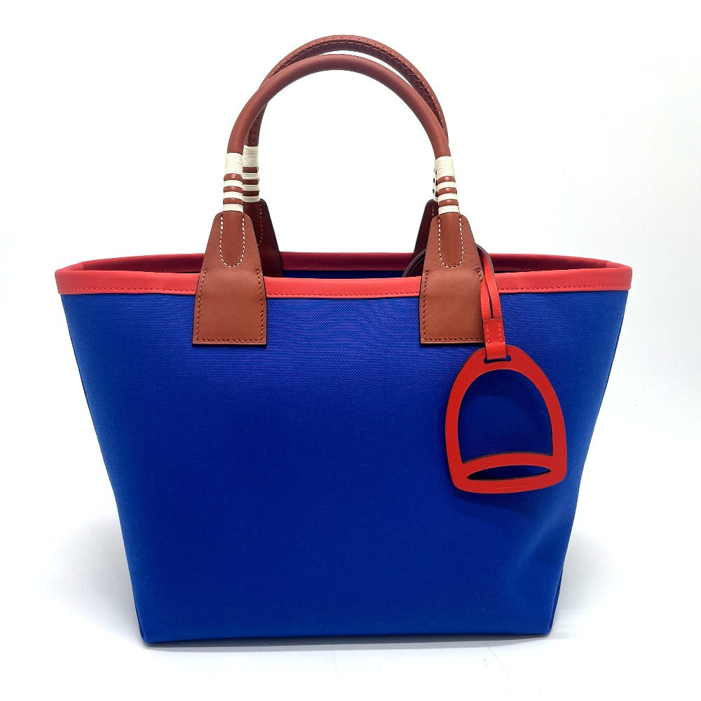 HERMES Handbag Toile H, Vaux Swift blue Steeple 25 Women Used