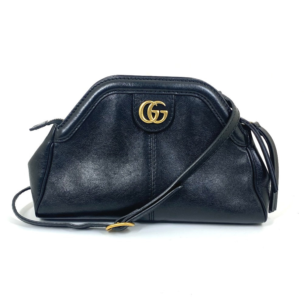 GUCCI Shoulder Bag 524620 leather black GG Marmont Liber Tiger Cat Head Women Used