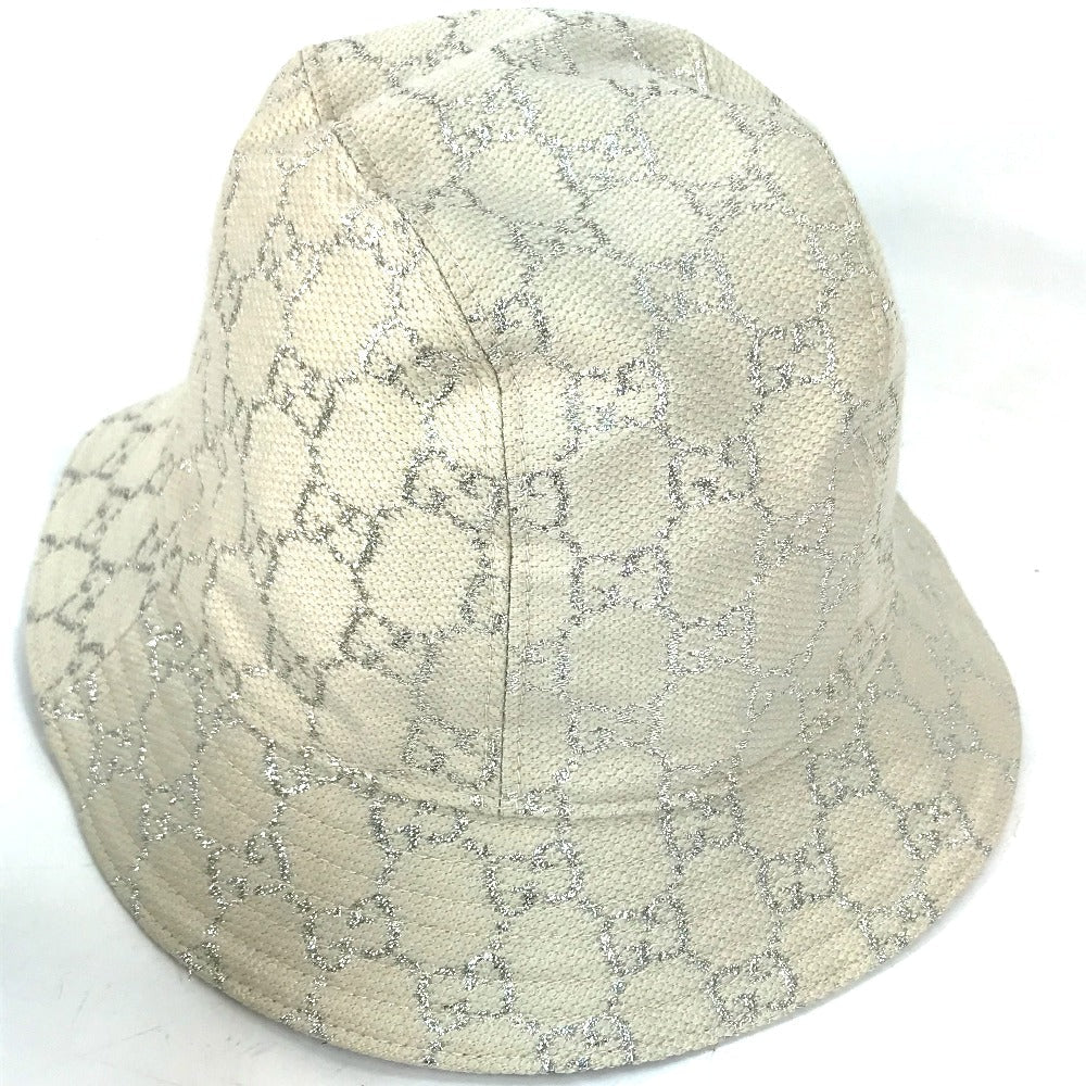 GUCCI hat 631951 cotton White type GG lame Bucket hat Women L/58 Used