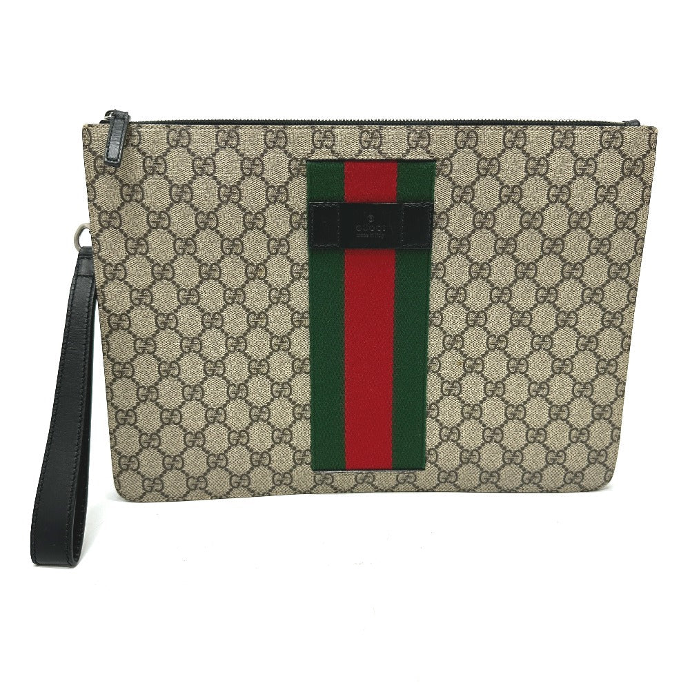 GUCCI Clutch bag 433665 GG Supreme Canvas beige Sherry line mens Used