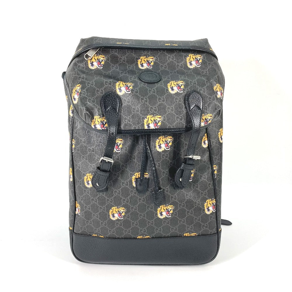 GUCCI Backpack 696013 GG Supreme Canvas black Interlocking G Medium backpack mens Used