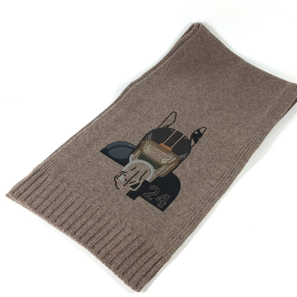 HERMES Scarf H393972T 03 Cashmere, Silk Brown Leather patch quarter bash