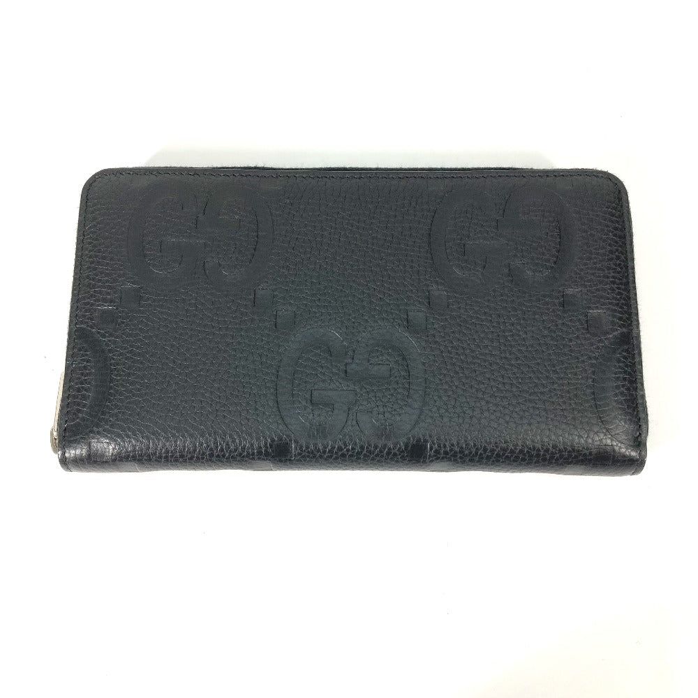 GUCCI Long Wallet Purse 739482 leather black Jumbo GG Zip wallet mens Used