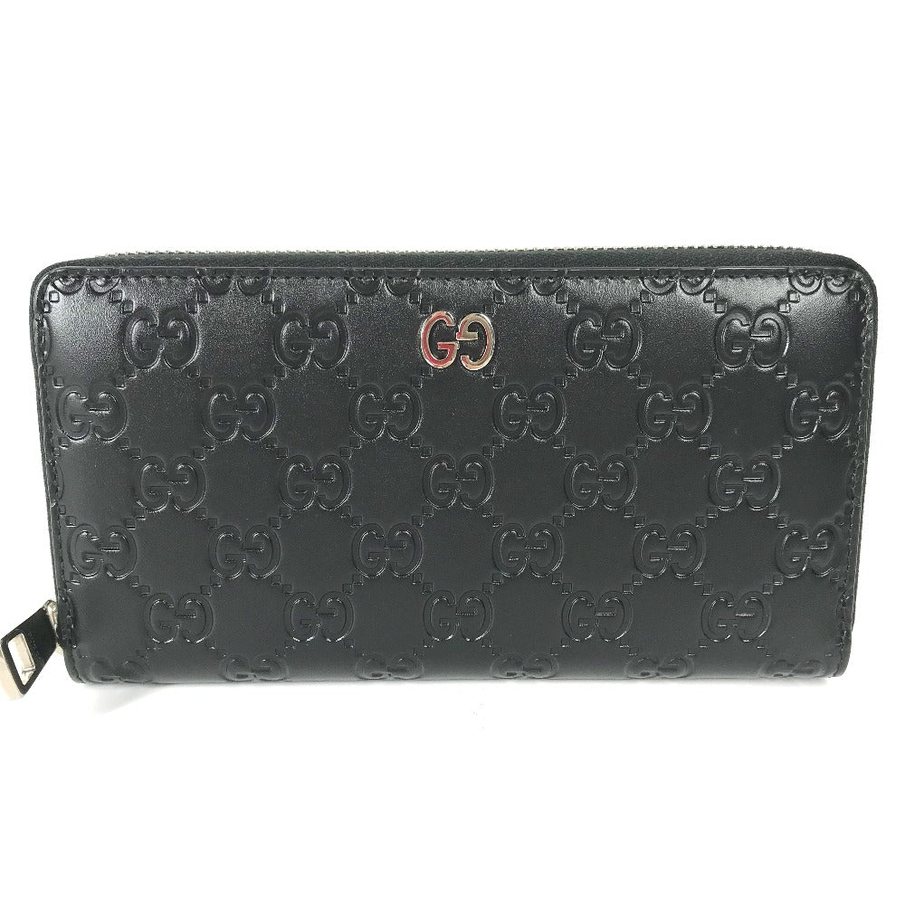 GUCCI Long Wallet Purse 473928 leather black GG long wallet Guccisima mens Used