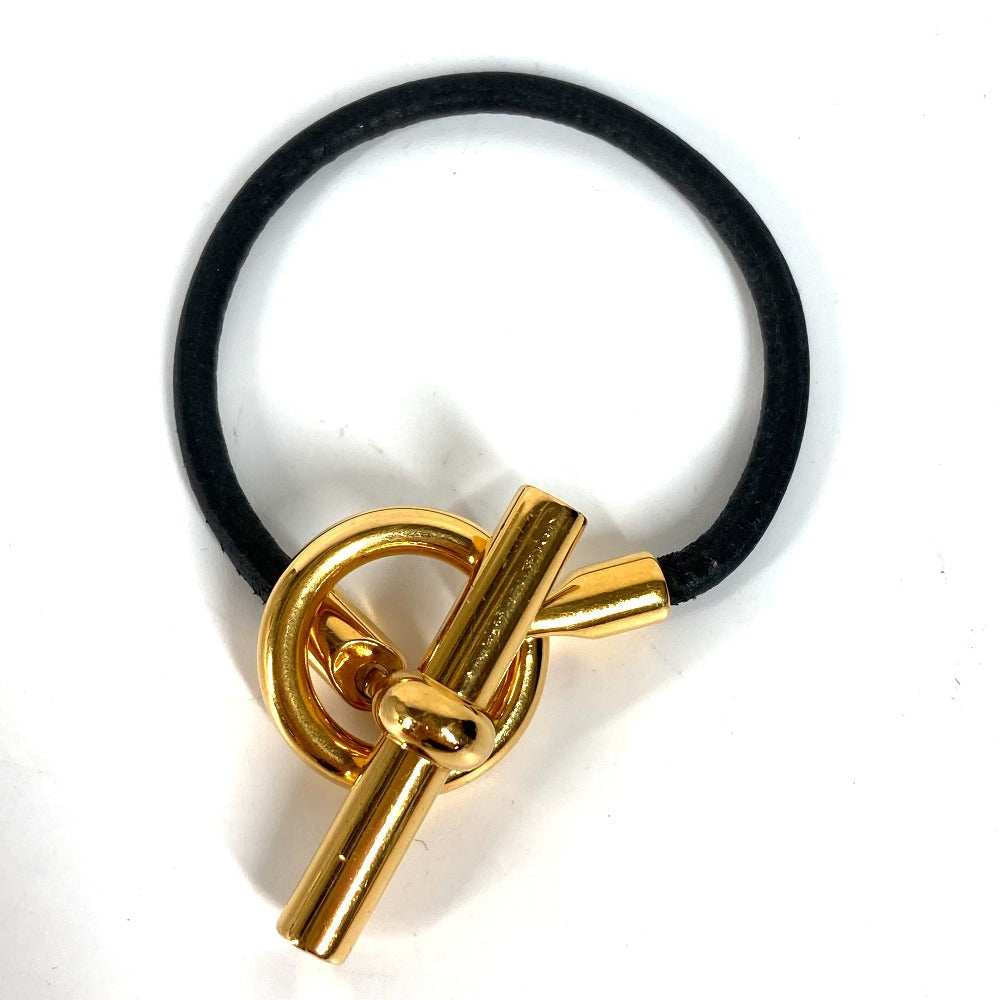 HERMES bracelet leather black Grenan