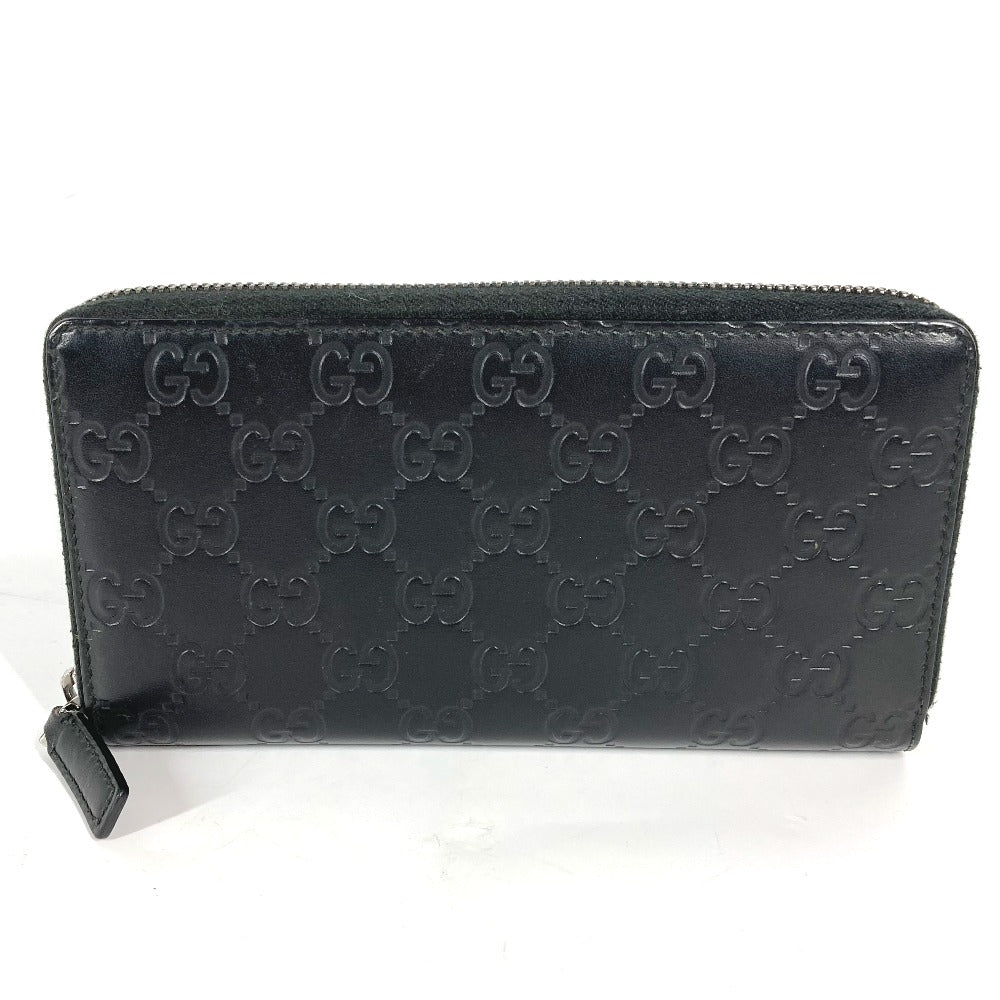 GUCCI Long Wallet Purse 307987 Sima leather black Guccisima GG Long wallet Women Used