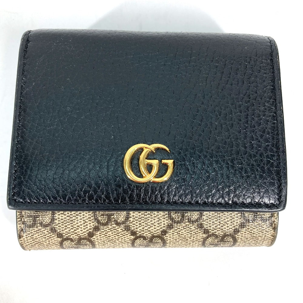 GUCCI Folded wallet 598587 Leather PVC beige GG Supreme GG Marmont Women Used
